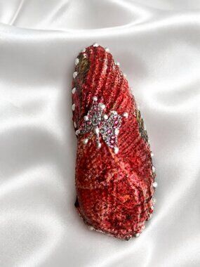 Hand-Painted Decorative Seashell | Mixed Media Coastal Decor | One-of-a-Kind